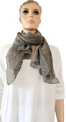 Italy Schal Tuch Halstuch Seide/Baumwolle asymetrisch Blumenprint Dunkelgrau