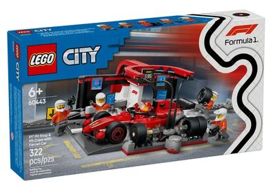 LEGO® City 60443 - F1® Boxenstopp mit Boxencrew und Ferrari Flitzer (322 Teile)