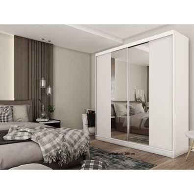 Lassie zweitüriger Schiebeschrank mit Spiegel 200 cm Einlegeböden und Stange