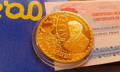 Original 400 euro 2002 Spanien Gaudi Sagrada Familia 27g 999er Gold - RAR am Markt