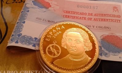 Original 400 euro 2006 Spanien Kolumbus 27g 999er Gold - RAR am Markt