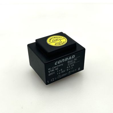 Trafo Transformator VTR-42 515019 Conrad pri 220 V sek 1x18 V 4,5 VA T9/593