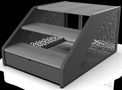 Poolex Pooltreppe Whirlpooltreppe "HEAVEN STEPS" Holztreppe - grau