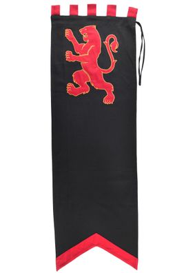 Mittelalter Fahne mit Löwe, schwarz - rot