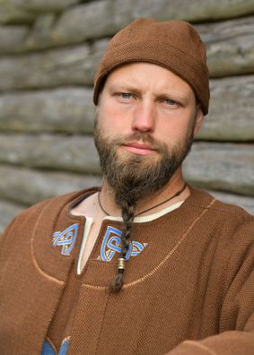 Wikinger Kappe Leif, Diamantköper, Wolle, braun