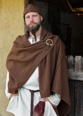 Wikinger Rechteckmantel Bente, Decke, Diamantköper, Wolle, braun