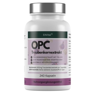 EXVital® OPC Traubenkernextrakt Kapseln, hochdosiert, 8 Monate Vorrat