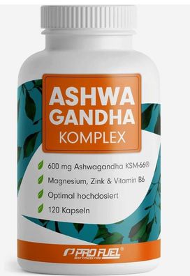 Ashwagandha Kapseln 120X - 600 Mg-66 Pro Tag-Mit Magnesium, Zink & Vitamin B6