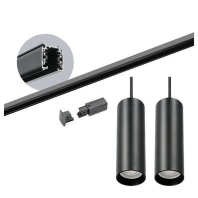 Schienensystem Komplett-Set 2m Schiene, 2x Pendelleuchte Schwarz