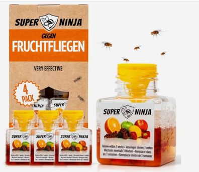 Super Ninja Fruchtfliegenfalle 4er Pack, ffektiv Obstfliegenfalle-Küche, aushalt
