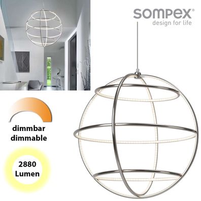 XXL Design LED Hängelampe GLOBE Ø 75 cm - Dimmbare Kugelleuchte in Silber satiniert