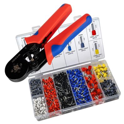 Crimpzange Aderendhülsen Set 1200 teilig Kabelschuhe Zange 0.25-10mm²
