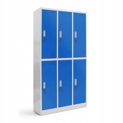 Schließfachschrank Spint Wertfachschrank Umkleideschrank 185x90x45 cm Grau-Blau