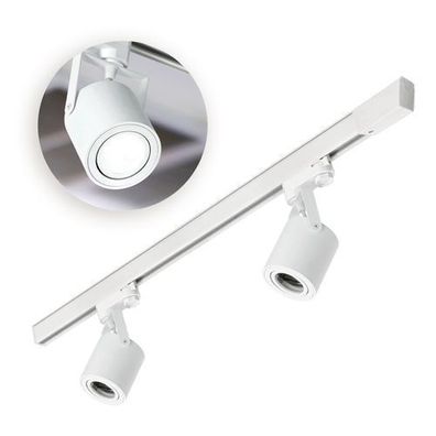Schienensystem Komplett-Set 2x GU10 Lampen + 1m Schiene Komplett Weiß