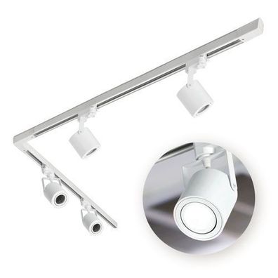 Schienensystem Komplett-Set 4x GU10-Strahler + 1m+2m Schiene + L-Verbinder Weiss