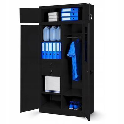 Mehrzweckschrank Aktenschrank Büroschrank Lagerschrank 185 x 90 x 50 cm schwarz