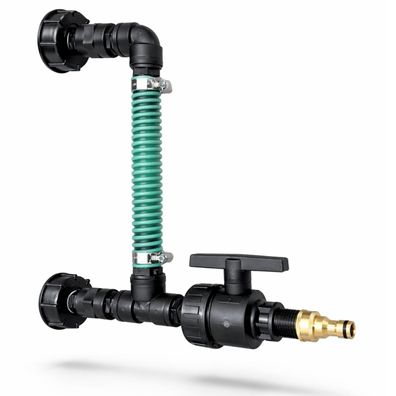 flexibler 2-fach IBC Regentonnenverbinder übereinander Kugelhahn 3/4" GA