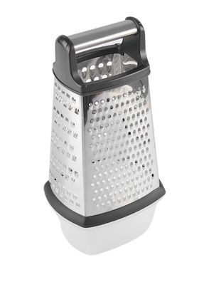 Edelstahl Küchenreibe mit Auffangbehälter Vierkantreibe Raspel Reibe