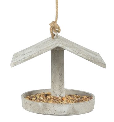 Tolles Vogelfutterhaus in grau zum Aufhängen. Futterstation aus Polyresin