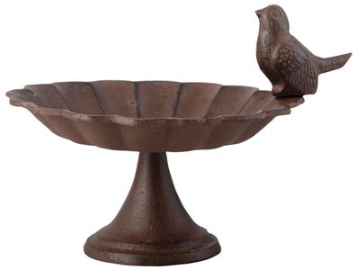 Esschert Design Vogeltränke auf Fuß Vogel Becken Futter Schale Garten Gusseisen