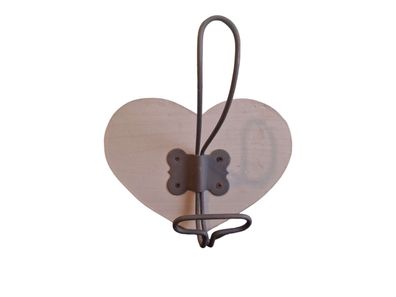 Haken Herz Garderobe Handtuchhaken Landhausstil Eisen Holz taupe grau NEU OVP