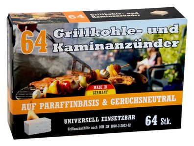 Kohleanzünder 64 Stück Grillkohleanzünder Kaminanzünder Ofenanzünder Zündhilfe