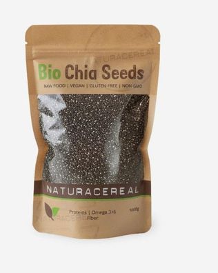 Naturacereal Bio Chia Samen 1kg-Reich an Omega-3 & pflanzlichem-Vegan, lutenfrei