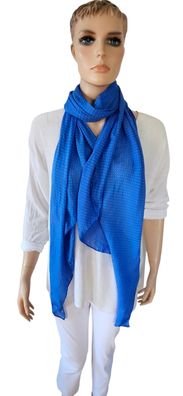 Italy Blogger Schal Tuch Scarf Halstuch Seide/Baumw. asymetrisch Pünktchen Royalblau