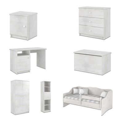 Best For Kids 7-teiliges Kinderzimmer Komplett-Set mit Bett, Schrank & Schreibtisch