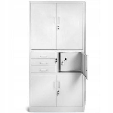 Aktenschrank Büroschrank Metallschrank Tresor Safe Geheimfach 185x90x40 cm Grau