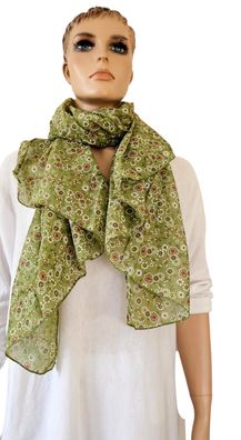 Blogger Italy Schal Tuch Halstuch Seide/Baumwolle asymetrisch Blumenprint Hellgrün