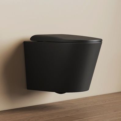 EMKE Wand Hänge WC Toilette Softclose Spülrandloses Schwarz/Weiß