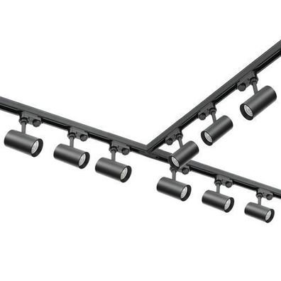 Schienensystem Komplett-Set 9xLampe 3x1m Schiene T-Verbinder Netzteil 2xKappe Schwarz