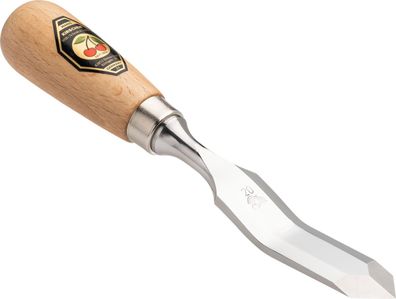 Kirschen Stufenbeitel mit Rotbuchenheft 20 mm gekröpft | spitze Schneide | Leder-S