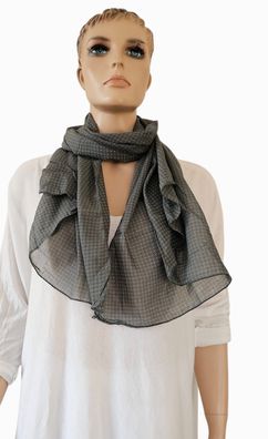 Italy Blogger Schal Tuch Halstuch Seide/Baumw. asymetrisch Pünktchen Dunkelgrau