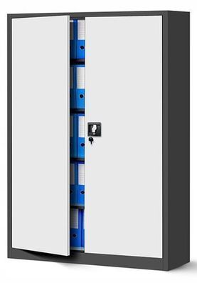 Büroschrank Aktenschrank XXL Metallschrank 185 cm x 115 cm x 40 cm Anthrazit-weiß