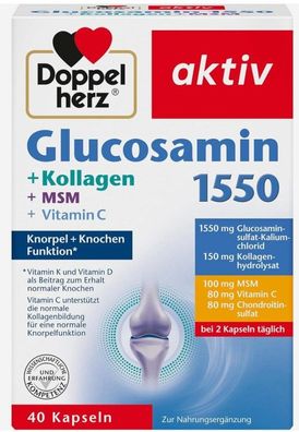 Doppelherz Glucosamin 1550 + MSM + Kollagen + Vit C-40 Kapseln-Knorpel & Gelenke