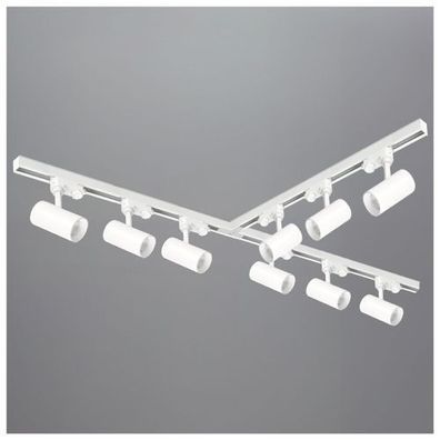 Schienensystem Komplett-Set 9xLampe 3x1m Schiene T-Verbinder Netzteil 2x Kappe Weiß