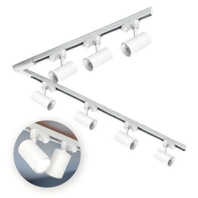 Schienensystem Komplett-Set 1m+2m, L rechts, 7x Lampe, 2x Sockel WEISS