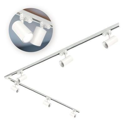 Schienensystem Komplett-Set 2m+2m, L rechts, 6x Lampe, 2x Sockel WEISS