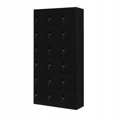 Umkleideschrank Fächerschrank Schließfachschrank 185 cm x 90 cm x 40 cm Schwarz