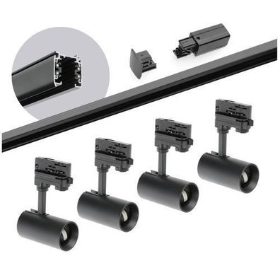 3-Phasen-Schienen-Set Nextrack-schienensystem Komplett-Set Schwarz