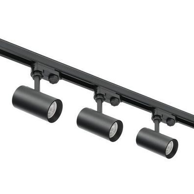 Schienensystem Komplett-Set mit 3x Lampe und 2m Schiene Stromversorgung Kappe Schwarz