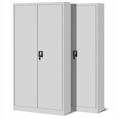 2er Set Aktenschrank Metallschrank Büroschrank 195 cm x 90 cm x 40 cm Grau
