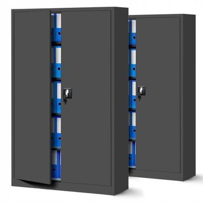 2er Set Aktenschrank Metallschrank Büroschrank185 cm x 115 cm x 40 cm Anthrazit