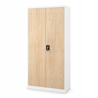 Büroschrank Aktenschrank Lagerschrank Mehrzweckschrank 185x90x40 cm Weiß/Holzoptik