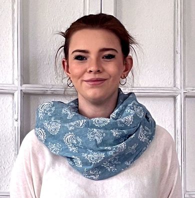 Blogger Loop Schal Halstuch Schlauchschal Baumwolle Viskose Paisley Jeansblau/Weiß