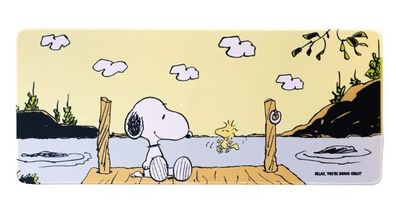 Peanuts XXL Snoopy+Woodstock Schreibtischunterlage Gamingmatte Mousepad 70x30 cm