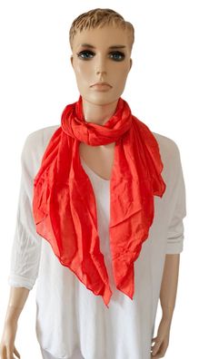 Italy Schal Tuch Scarf Halstuch Seide/Baumwolle asymetrisch dezenter Print helles Rot