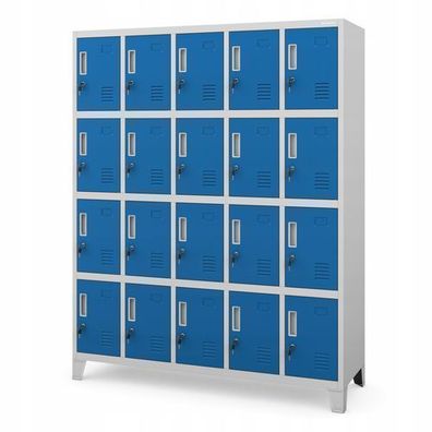 Umkleideschrank Spind Schließfachschrank Metallschrank 172x136x45 cm Grau-Blau